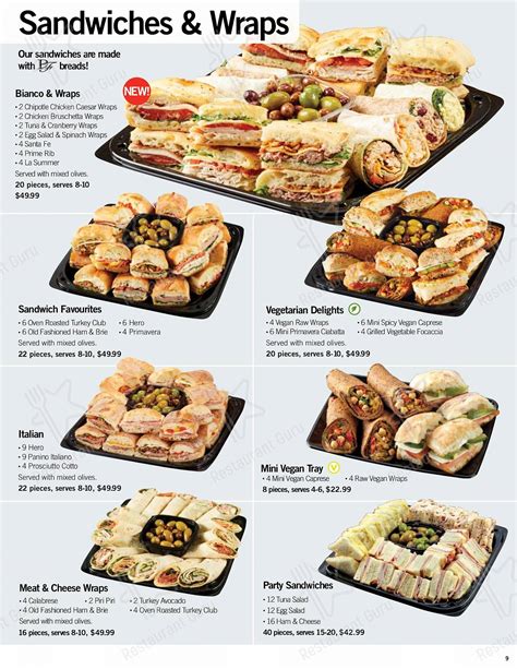 The Bakers Wife Bakeries. . Fortinos catering menu prices
